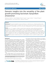Genomic Insights Into the Versatility of the Plant Growth-Promoting Bacterium Azospirillum Amazonense