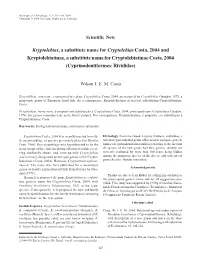 Kryptolebias, a Substitute Name for Cryptolebias Costa, 2004 and Kryptolebiatinae, a Substitute Name for Cryptolebiatinae Costa, 2004 (Cyprinodontiformes: Rivulidae)