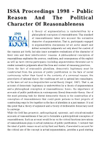 Public Reason and the Political Character of Reasonableness