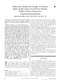 Trabecular Meshwork Height in Primary Open-Angle Glaucoma Versus Primary Angle-Closure Glaucoma