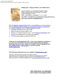 Adding It Up: Helping Children Learn Mathematics