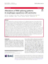 Alterations of RNA Splicing Patterns in Esophagus Squamous Cell Carcinoma
