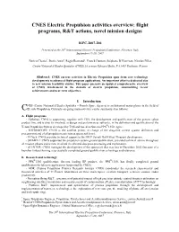 CNES EP Activities Overview