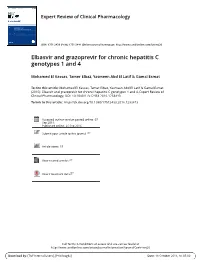 Elbasvir and Grazoprevir for Chronic Hepatitis C Genotypes 1 and 4