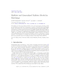 Mallows and Generalized Mallows Model for Matchings