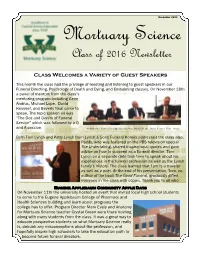 Mortuary Science Class of 2016 Newsletter