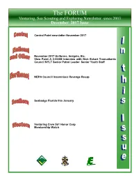 The FORUM Venturing, Sea Scouting and Exploring Newsletter Since 2003 December 2017 Issue
