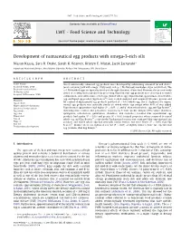 Development of Nutraceutical Egg Products with Omega-3-Rich Oils
