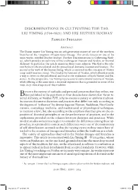 DISCRIMINATIONS in CULTIVATING the TAO. LIU YIMING (1734-1821) and HIS XIUZHEN HOUBIAN Fabrizio Pregadio