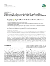 Multisystem Myotilinopathy, Including Myopathy and Left Ventricular Noncompaction, Due to the MYOT Variant C.179C>T