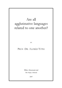 Alfréd Tóth – Are All Agglutinative Languages Related to One Another
