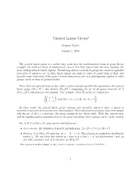 General Linear Group∗
