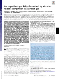Host–Symbiont Specificity Determined by Microbe–Microbe Competition in an Insect