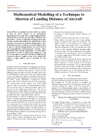 Mathematical Modelling of a Technique to Shorten of Landing Distance of Aircraft
