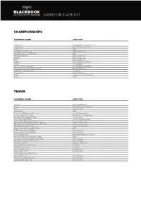 Sample Delegate List Championships Teams