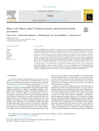 Towards Inclusive Nature-Based Solution Governance Sense of Insecurity When Those Parks Are Located in High Crime Zones (Anguelovski, 2014)