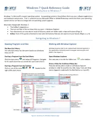Windows 7 Quick Reference Guide Useful Productivity Features Fun New Features Introduction to Windows 7