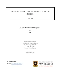 Pollution in the Te Aroha District Caused by Mining
