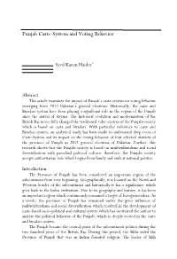 Punjab Caste-System and Voting Behavior