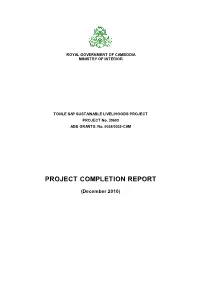 TONLE SAP SUSTAINABLE LIVELIHOODS PROJECT PROJECT No