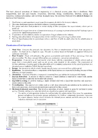 UNIT OPERATION the Basic Physical Operations of Chemical Engineering