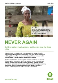 Building Resilient Health Systems and Learning from the Ebola Crisis