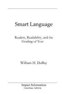 Smart Language: Readers, Readability, and the Grading of Texts