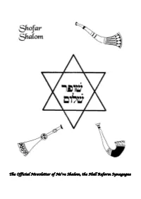 The Official Newsletter of Ne've Shalom, the Hull Reform Synagogue