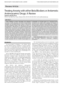 Treating Anxiety with Either Beta Blockers Or Antiemetic