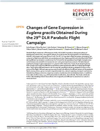 Changes of Gene Expression in Euglena Gracilis Obtained During the 29Th DLR Parabolic Flight Campaign