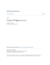 Control of Highway Access Frank M