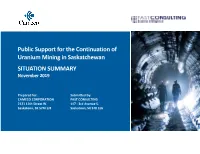 Public Support for the Continuation of Uranium Mining in Saskatchewan