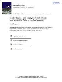 Soldier Statues and Empty Pedestals: Public Memory in the Wake of the Confederacy