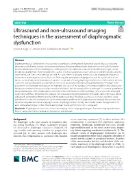 VIEW Open Access Ultrasound and Non‑Ultrasound Imaging Techniques in the Assessment of Diaphragmatic Dysfunction Franco A