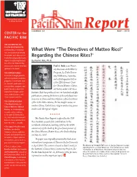 What Were “The Directives of Matteo Ricci” Regarding the Chinese Rites?1