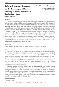 Informal Learning Practices in the Teaching and Music Making Of