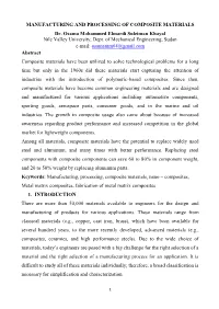 MANUFACTURING and PROCESSING of COMPOSITE MATERIALS Dr