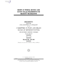 REVIEW of INTERNAL REVENUE CODE SECTION 501(C)(3) REQUIREMENTS for RELIGIOUS ORGANIZATIONS