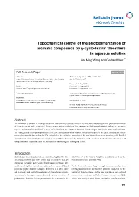 Topochemical Control of the Photodimerization of Aromatic Compounds by Γ-Cyclodextrin Thioethers in Aqueous Solution