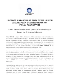 Ubisoft and Square Enix Team up for a European Distribution of Final Fantasy Xi
