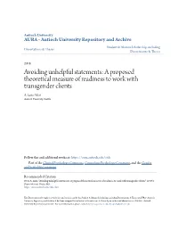 A Proposed Theoretical Measure of Readiness to Work with Transgender Clients A