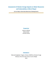 Assessment of Climate Change Impacts on Water Resources and Vulnerability in Hills of Nepal