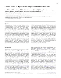 Central Effects of Thyronamines on Glucose Metabolism in Rats