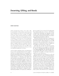 Deserving, Gifting, and Needs