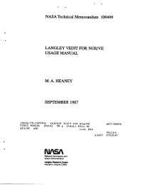 Langley Vedit for Nos/Ve Usage Manual