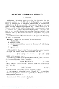 On Orders in Separable Algebras