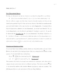 P. 1 Math 490 Notes 7 Zero Dimensional Spaces for (SΩ,Τo)