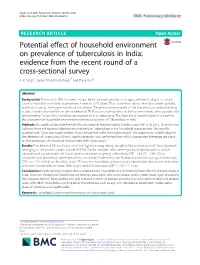 Potential Effect of Household Environment on Prevalence of Tuberculosis in India: Evidence from the Recent Round of a Cross-Sectional Survey S