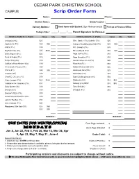 Scrip Order Form Name : Phone