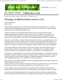 Shortage of Skilled Workers Looms in U.S. - Los Angeles Times
